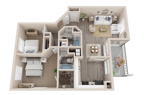 Sequoia floor plan, 965 Sq. Ft. at The Winds at Poplar Creek, 1900 Windsong Drive, Schaumburg